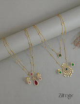 KY1011752- Premium Antique AD Stone Double Layer Long Necklace with Earrings Combo 1-Zilmor